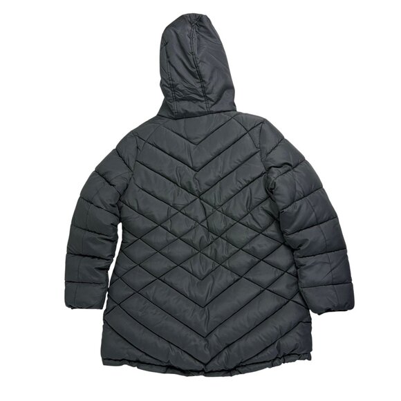 Women’s Reversible Hooded Winter Coat Puffer Jacket Black/White Faux Fur Size L - Picture 2 of 13